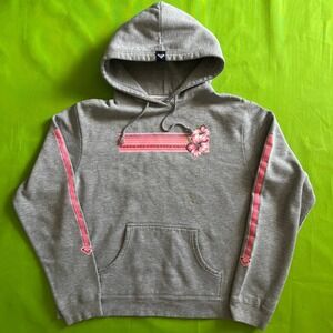 Roxy Gray Hoodie with Pink Floral Stripes